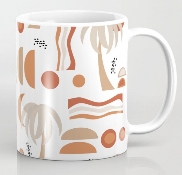Mug dengan desain geometris yang modern dan abstrak